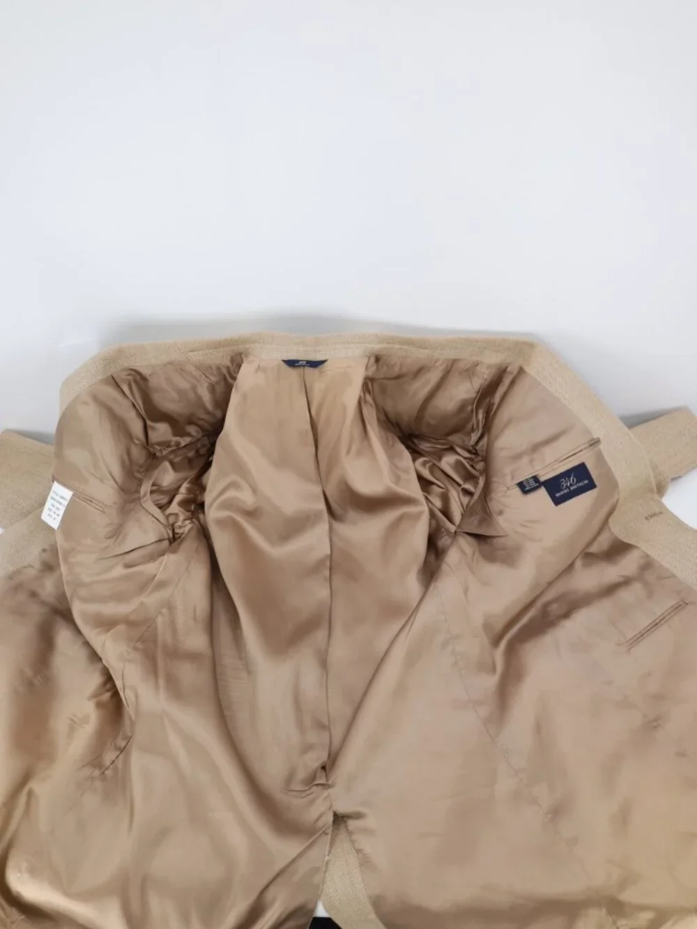 VTG Brooks Brothers Sport Coat Mens 44L Silk Linen Wool Ramie Herringbone Beige